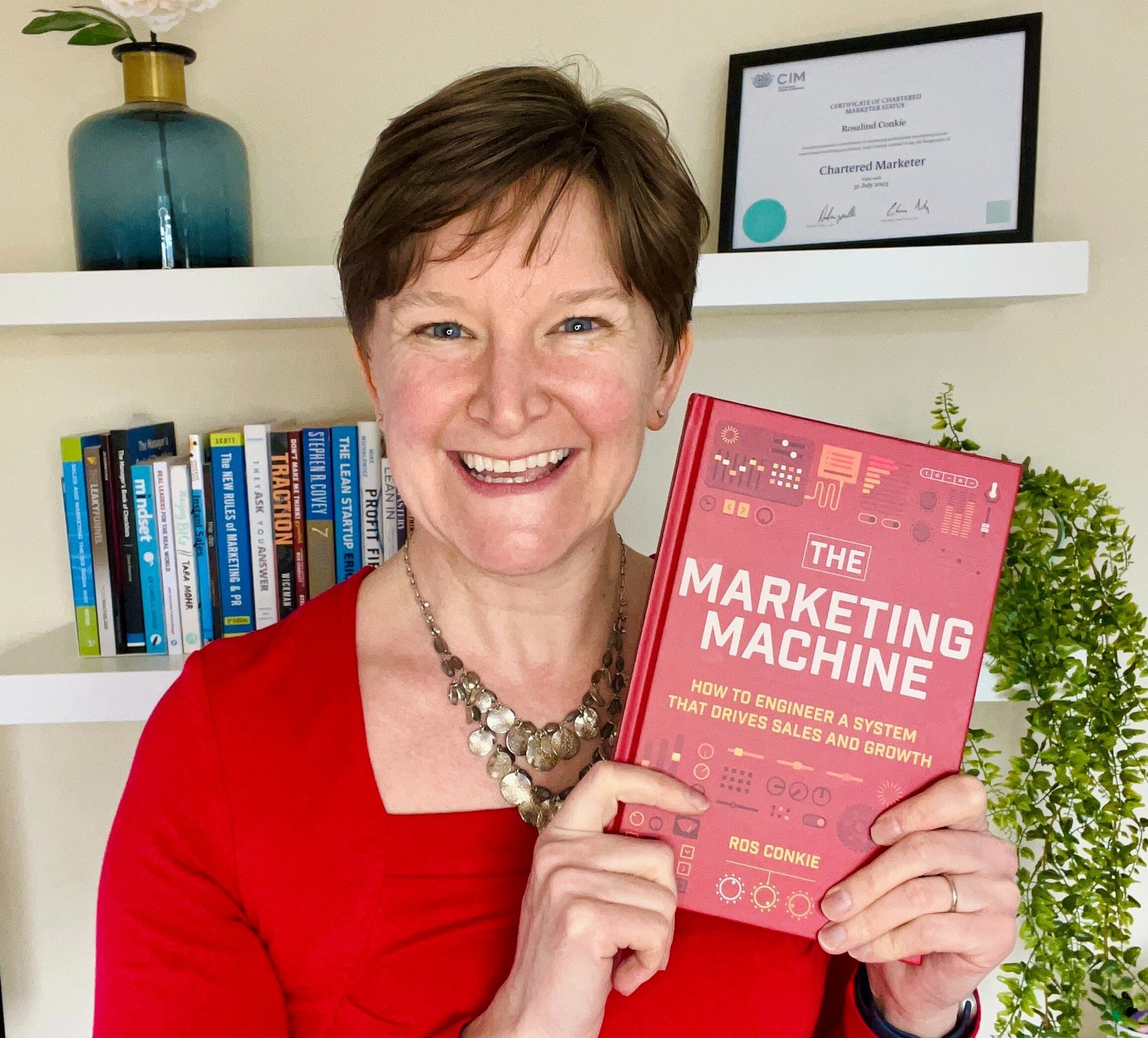 Ros Conkie with The Marketing Machine book Ros Conkie with The Marketing Machine book