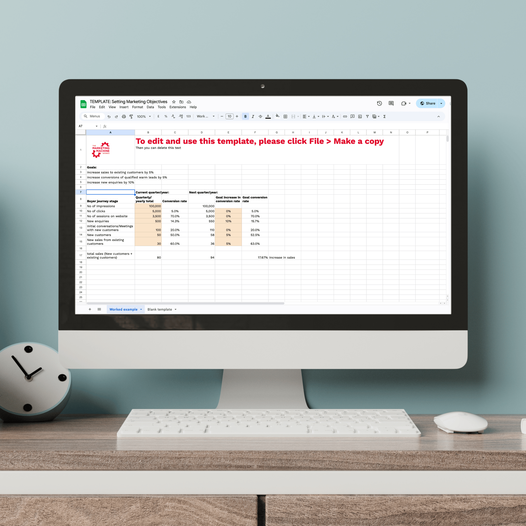 Setting Your Objectives - spreadsheet template